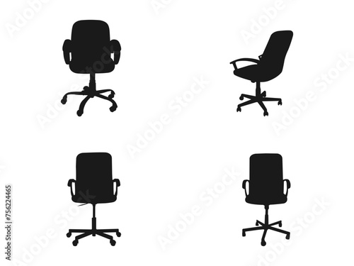 Office chair icon vector. Office chairs silhouettes vector illustration. Office chair flat design Vector icon isolated on white. vector icons for web design isolated on white background.