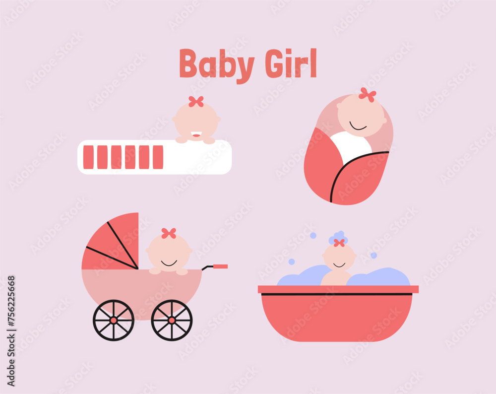 Baby flat vector for baby shower and nursery illustration. Twin baby, children, boy and girl illustration. Baby activity kicking bump. Baby flat vector for baby shower and nursery illustration. Twin baby, children, boy and girl illustration. Baby activity kicking bump.