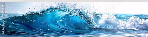 Wave of the Month Blue Ocean Wave Art Generative AI