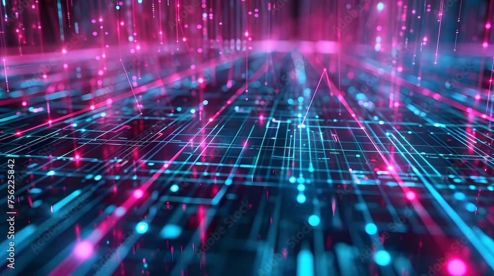 holographic digital circuit backdrop, vibrant cyan and magenta matrix view holographic digital circuit backdrop, vibrant cyan and magenta matrix view
