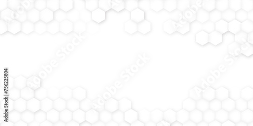 Technologic 3D Hexagon Blocks White Abstract Background. Conceptual Sci-fi Hexagonal Structure Pattern Minimalist Light Wallpaper