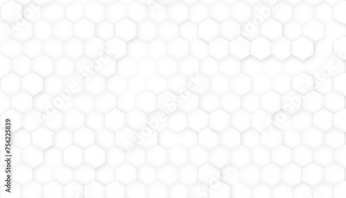Technologic 3D Hexagon Blocks White Abstract Background. Conceptual Sci-fi Hexagonal Structure Pattern Minimalist Light Wallpaper