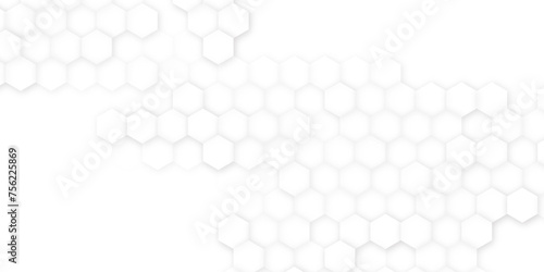 Technologic 3D Hexagon Blocks White Abstract Background. Conceptual Sci-fi Hexagonal Structure Pattern Minimalist Light Wallpaper
