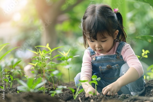 Springtime Delights A Little Girl Digging in the Dirt Generative AI