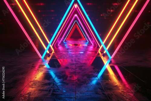 Neon Triangle Walkway Generative AI