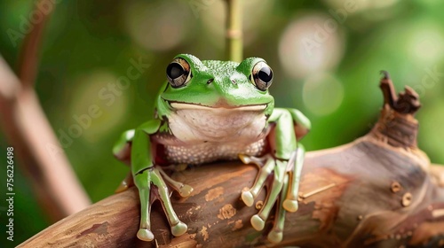 Green Frog with a Pumpkin Spice Twist Generative AI