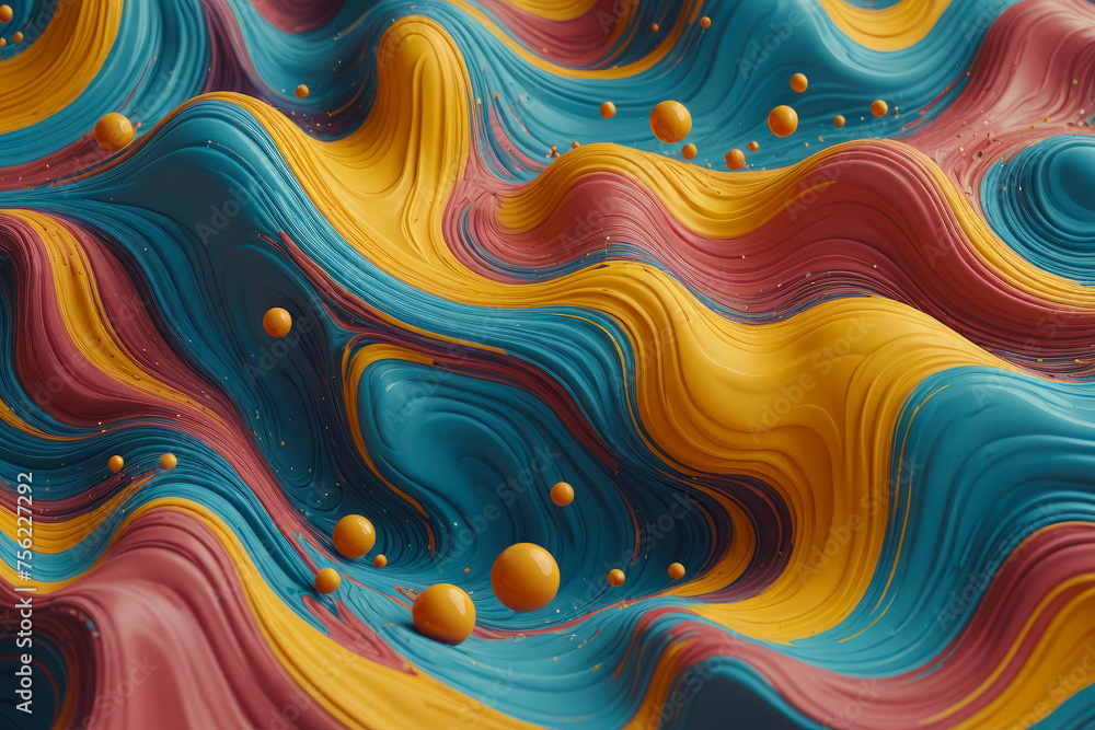 A colorful wave with a lot of balls on it A colorful wave with a lot of balls on it
