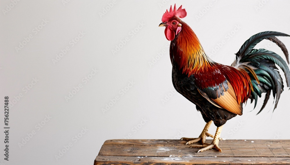 Rockin' Rooster A Fiery Fowl Flaunts Its Feathers Generative AI - obrazy, fototapety, plakaty 