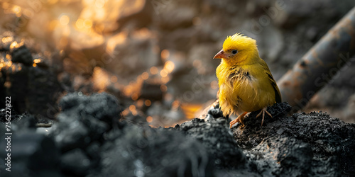 Beautiful yellow and violet bird 