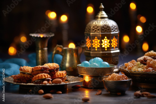 Oriental sweets - maamul  baklava and sherbet - traditional food for the holiday Eid al-Fitr