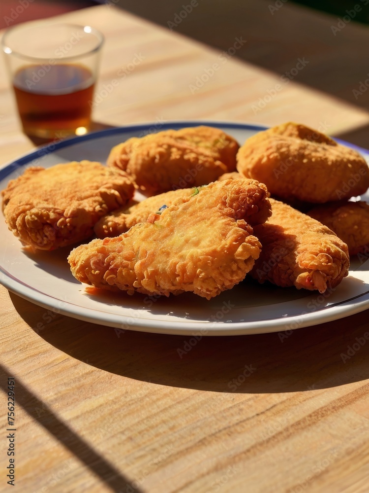 a plate of crispy chicken strips a plate of crispy chicken strips