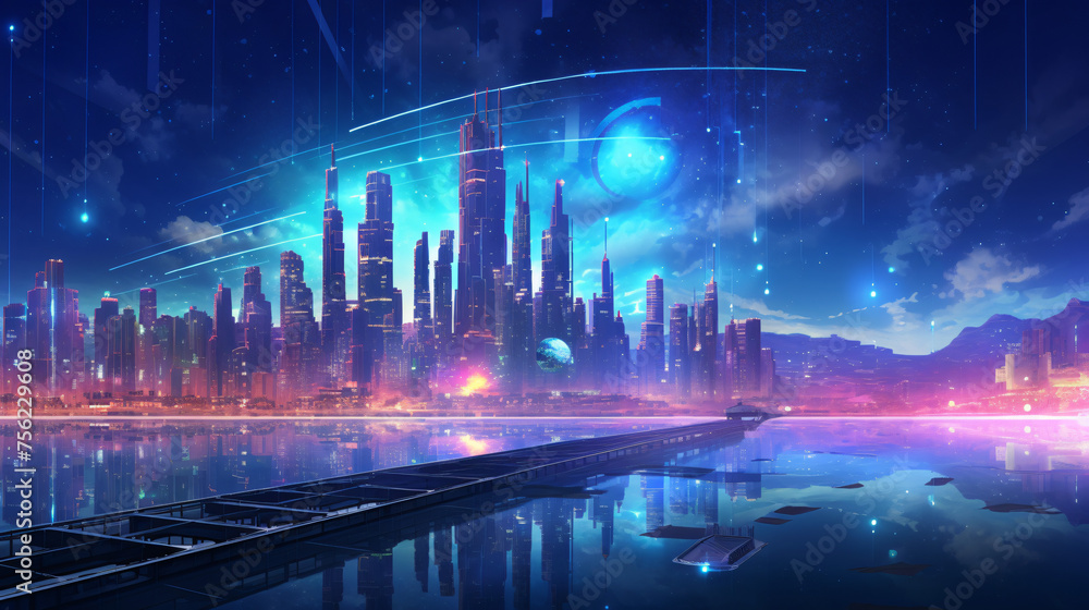 Holographic cityscapes glow technology