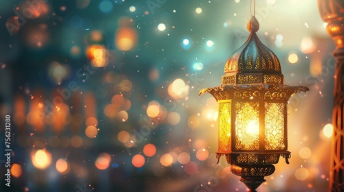 Wallpaper Mural  Islamic muslim holiday background: eid mubarak ramadan kareem with traditional lantern lamp decoration Torontodigital.ca
