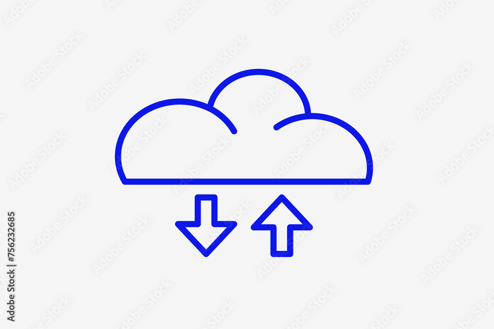 cloud hosting illustration in line style design. Vector illustration. cloud hosting illustration in line style design. Vector illustration.