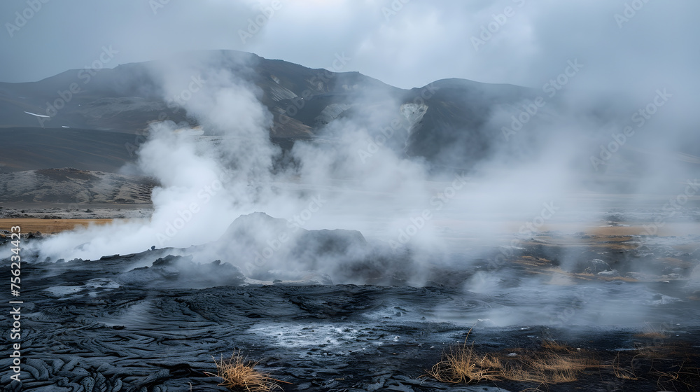 Geothermal energy releases hot steam