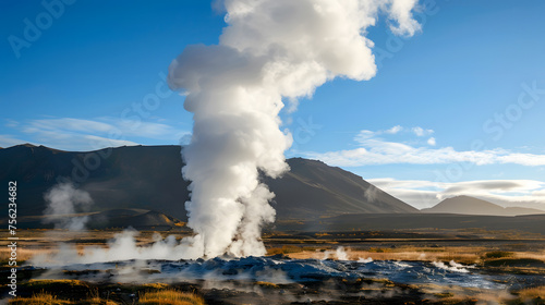 Geothermal energy releases hot steam