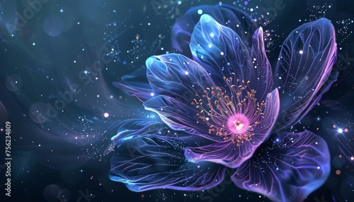 Glowing Flower in Space A Celestial Beauty for the Month of April Generative AI