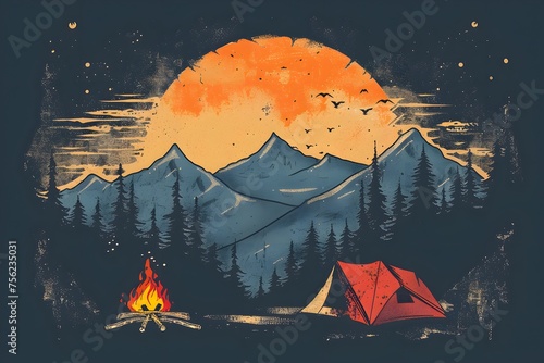 the great outdoors graphics for a hiking company photo
