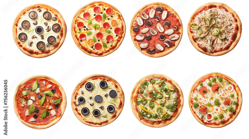 Capturing the Essence of Culinary Art: Delicious Pizza Creations for Gourmet Palates on a Transparent Background Capturing the Essence of Culinary Art: Delicious Pizza Creations for Gourmet Palates on a Transparent Background