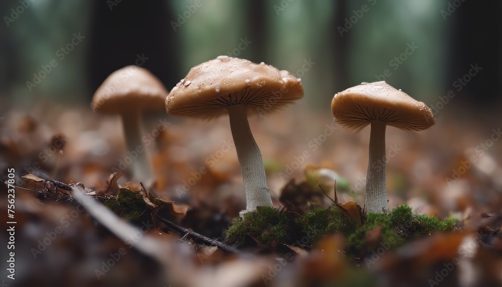 autumn forest close up mushroom growth poisonous cap autumn forest close up mushroom growth poisonous cap