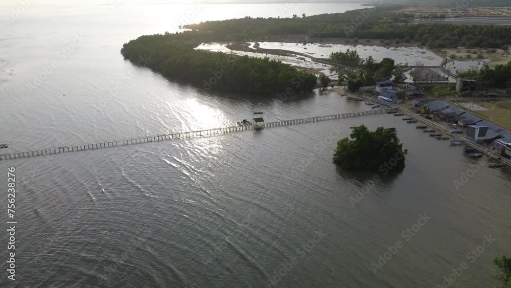 Aerial view of wooden pier in the sea, Indonesia Aerial view of wooden pier in the sea, Indonesia