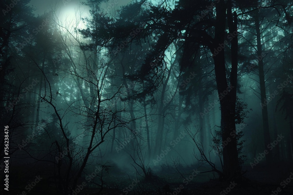 Foggy Night in the Forest A Scary Halloween Adventure Generative AI Foggy Night in the Forest A Scary Halloween Adventure Generative AI