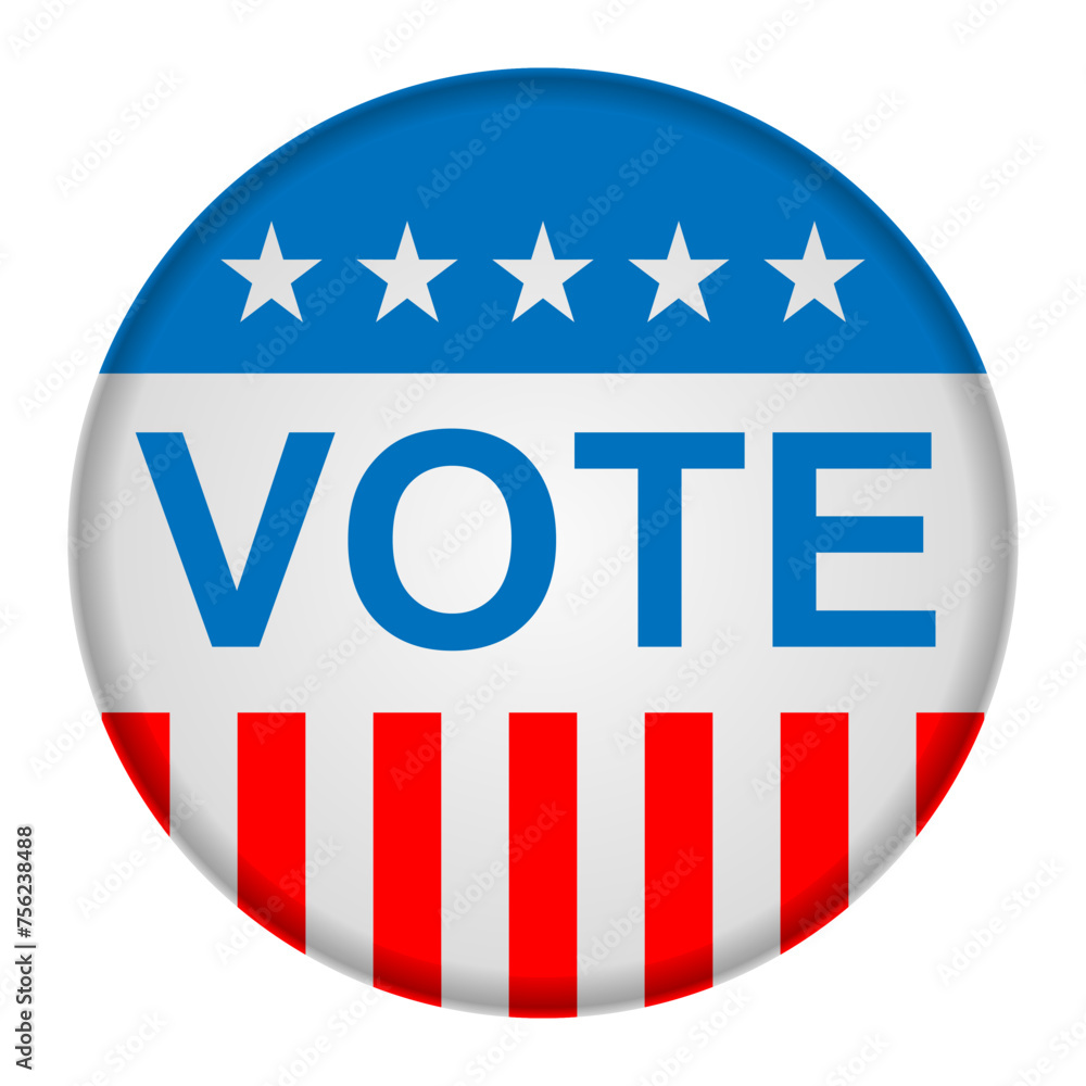 Vote Pin Badge on white background. Isolated 3d illustration Vote Pin Badge on white background. Isolated 3d illustration