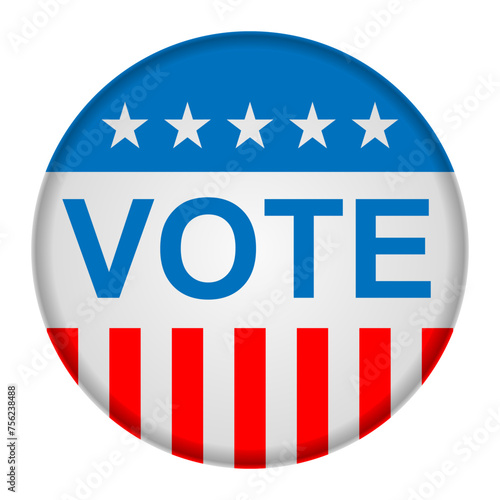 Vote Pin Badge on white background. Isolated 3d illustration