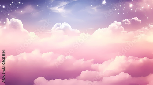 Abstract cloud concept, pastel rainbow colored clouds, background with copy space