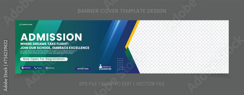 Admission cover banner template design with image space