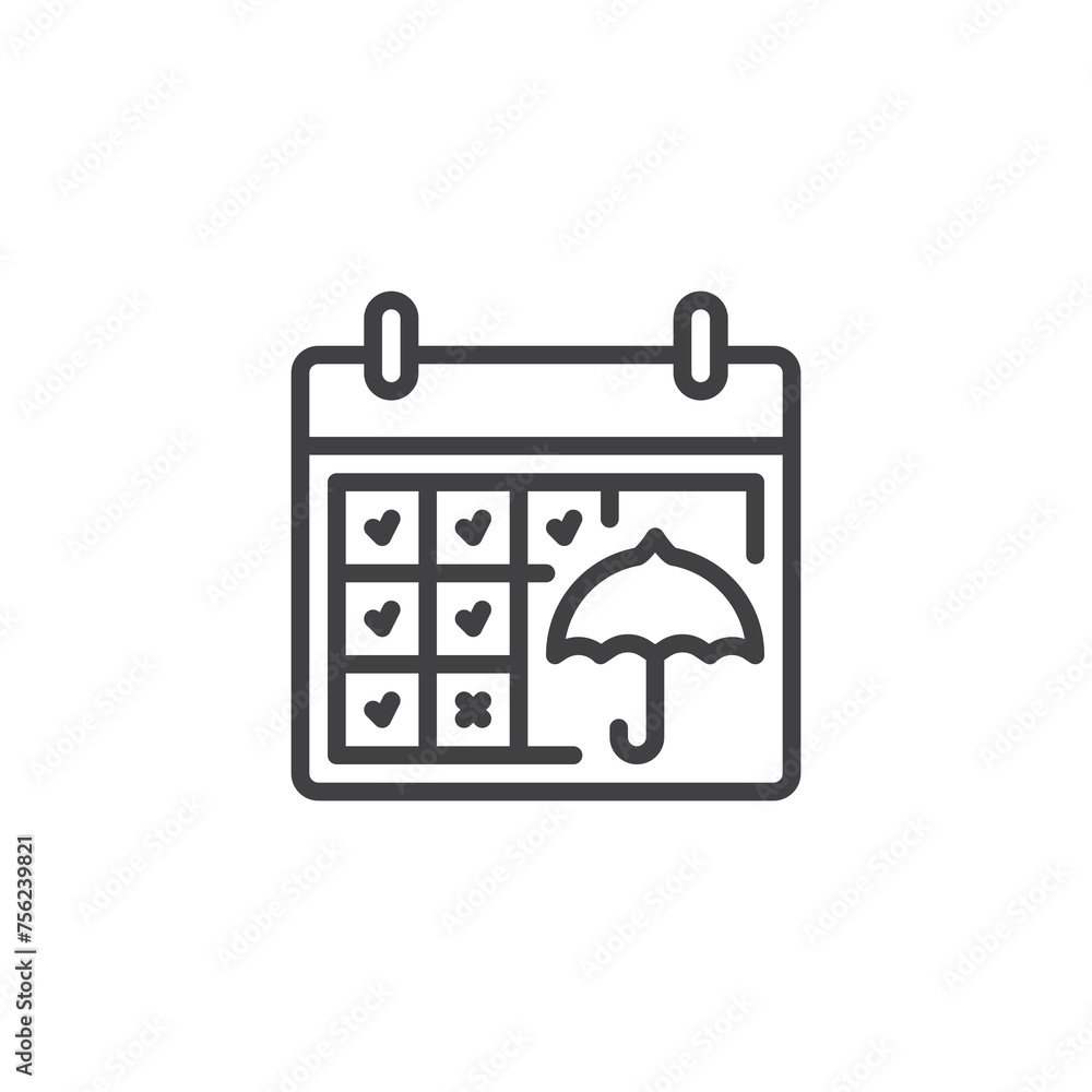 Insurance calendar days line icon Insurance calendar days line icon