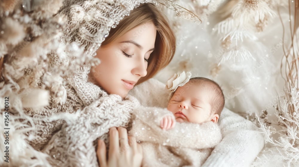 A woman is holding a baby in her arms A woman is holding a baby in her arms