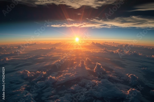 Earth Curvature With Sunrise, aerial view shoot