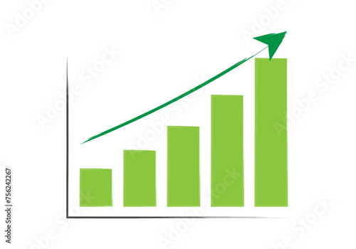 Gráfico verde en crecimiento por los beneficios. 