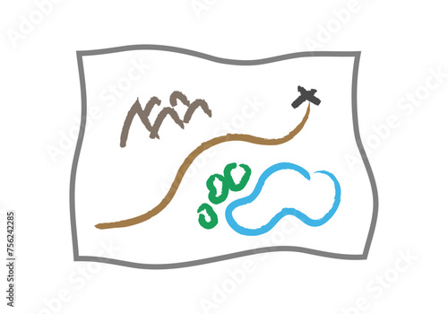 Icono de mapa del tesoro en fondo blanco.