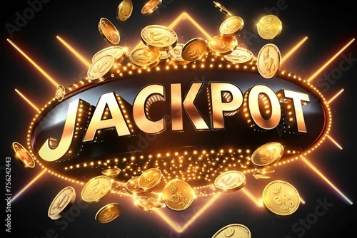 Jackpot winner coins, play Vegas casino, game banner