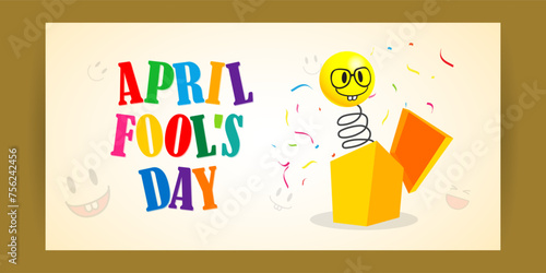 Vector illustration of Happy April Fools Day social media feed template