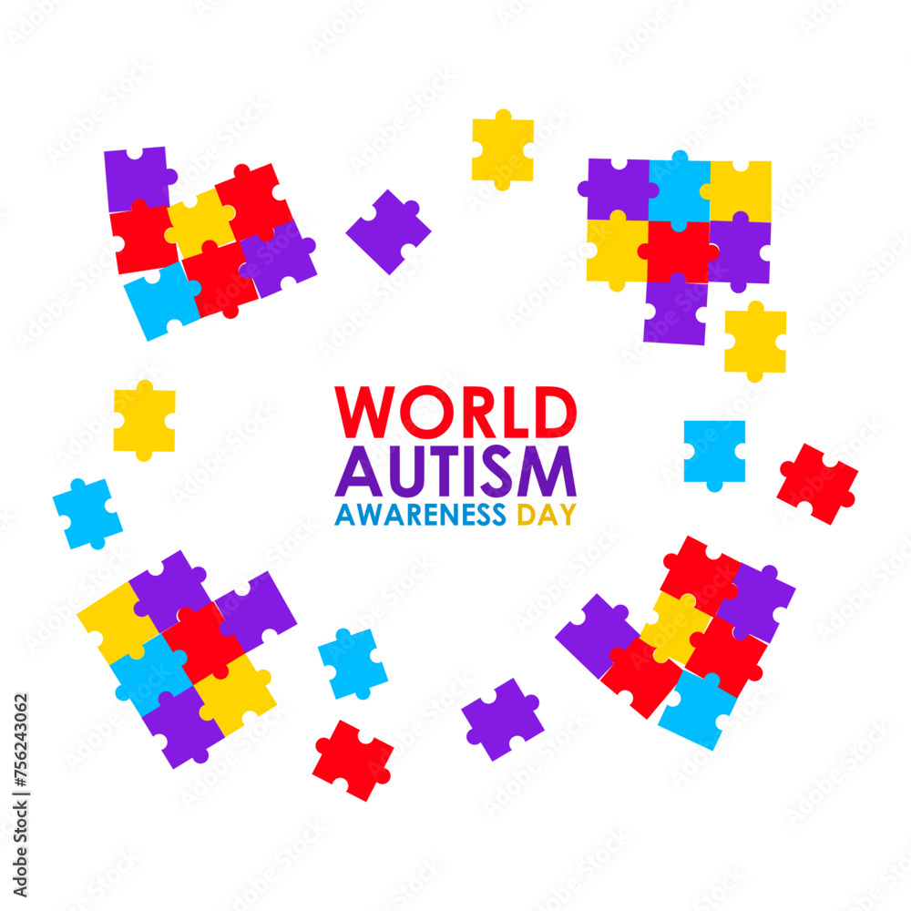 Vector illustration of World Autism Awareness Day social media feed template
