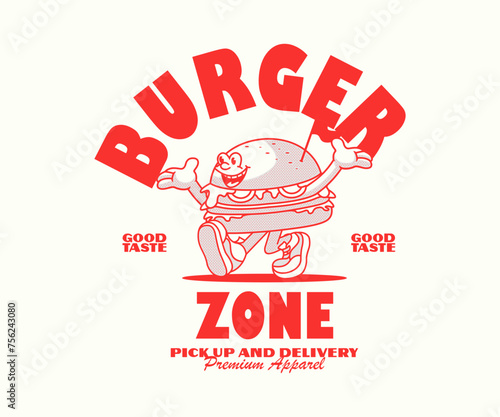 cartoon character of burger Graphic Design for T shirt Street Wear and Urban Style