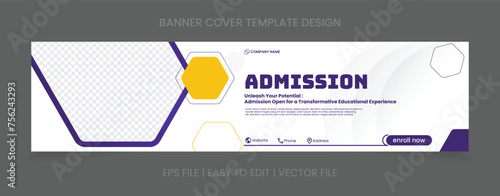 Admission cover banner template design with image space