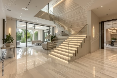 A modern luxury home interior boasting an open-concept design © Boinah