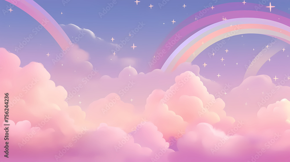 Fototapeta premium Fantasy pink sparkling cloudscape