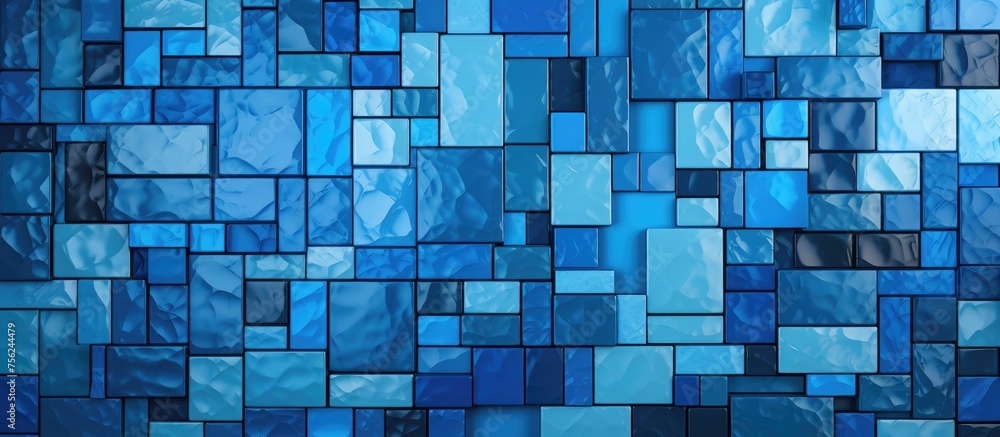 Abstract geometric blue mosaic ceramic puzzle design. Abstract geometric blue mosaic ceramic puzzle design.