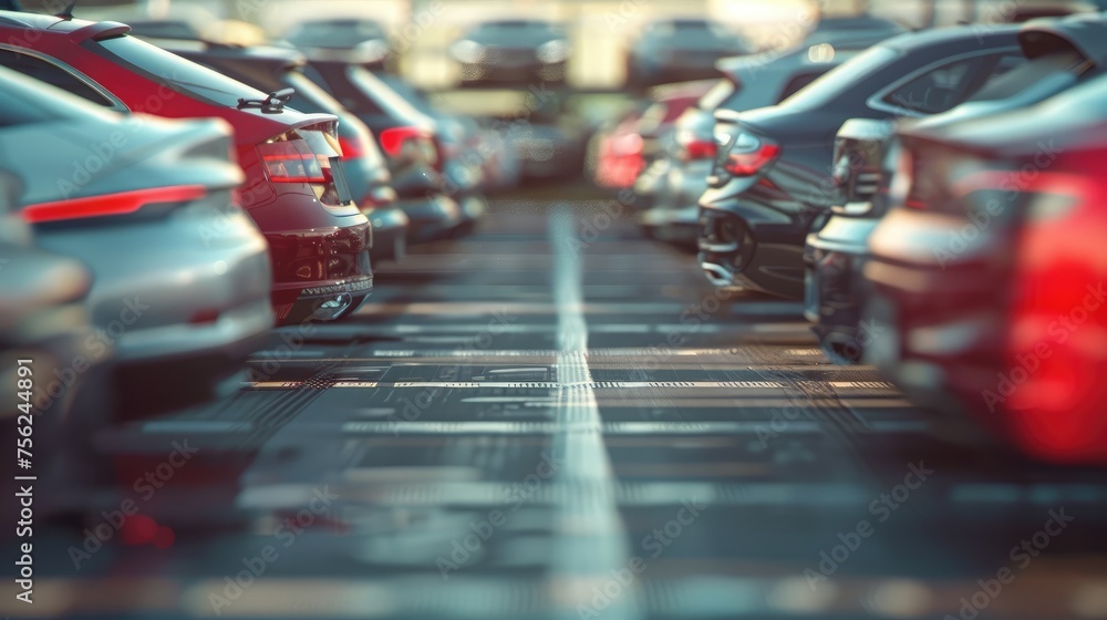 custom made wallpaper toronto digitalCar parked at outdoor parking lot. Used car for sale and rental service. Car insurance background. Automobile parking area. Car dealership and dealer agent concept. Automotive industry. Generative Ai