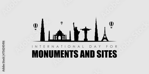 Vector illustration of International Day For Monuments and Sites social media feed template