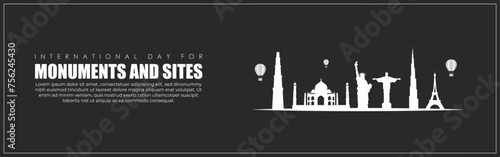 Vector illustration of International Day For Monuments and Sites social media feed template #756245430