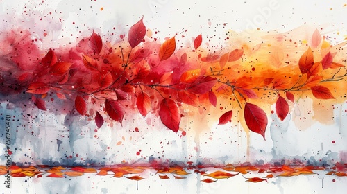 Vibrant Abstract Watercolor Fall Background Generative AI