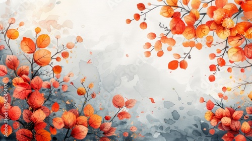 Vibrant Abstract Watercolor Fall Background Generative AI