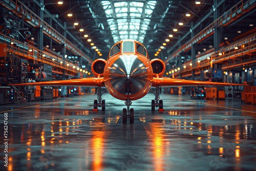 Small Airplane Parked in Hangar