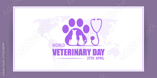 Vector illustration of World Veterinary Day social media feed template